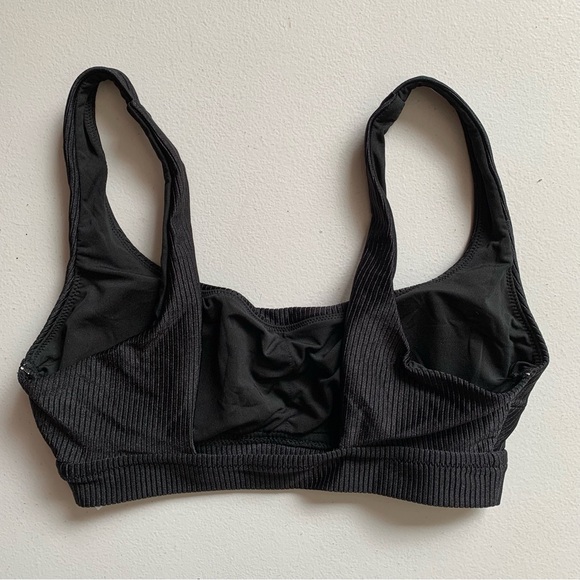 Aerie Black Shine Ribbed Banded Bikini Top Size Small NWT - Picture 6 of 15